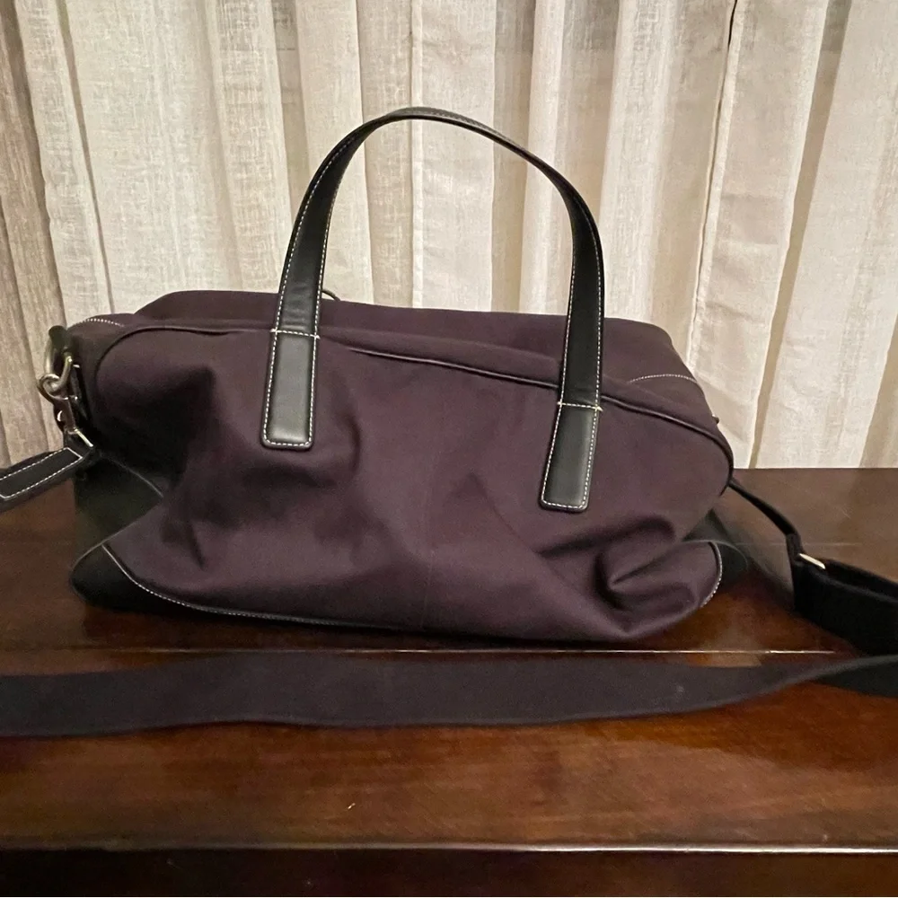Coach leather and canvas small overnight bag
